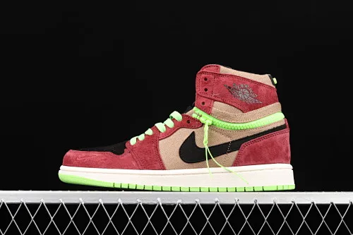 All categories Air Jordan Jordan series basketball shoes Air Jordan 1 High Z version Air Jordan 1 Switch AJ1 Joe 1 dark red zipper high-top cultural basketball shoes CW6576-600
